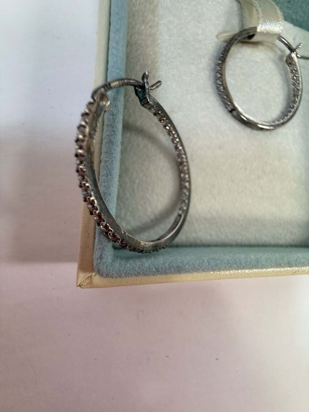 Carleen Jewelers 925 Sterling Silver Cubic‎ Zirconia Hoop Earrings